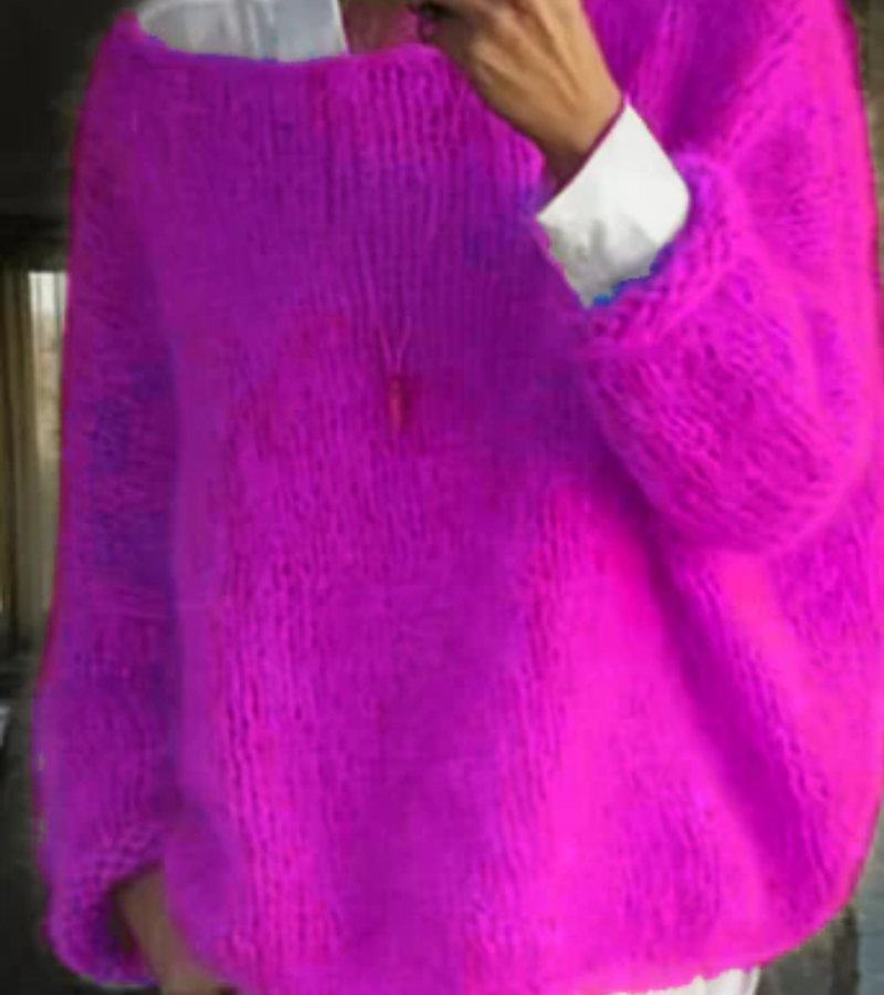 Lía - Suéter oversize azul claro de punto peluche mujer
