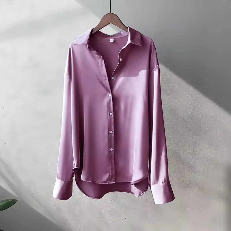 Laura – Blusa Satinada de Corte Oversize Mujer