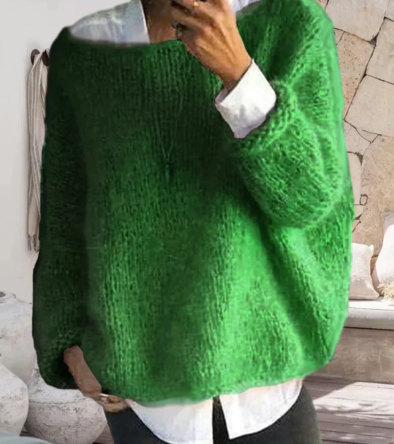 Lía - Suéter oversize azul claro de punto peluche mujer