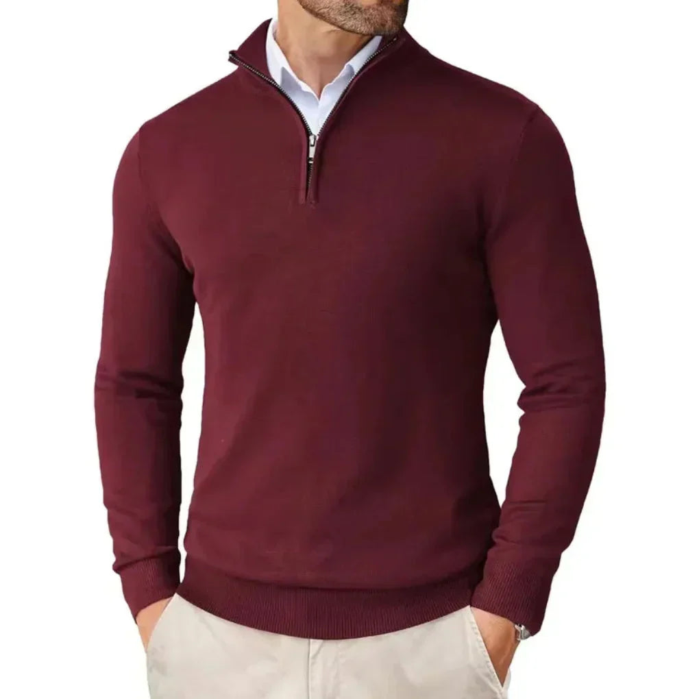 Mateo - Jersey de hombre con cremallera al cuello y manga larga
