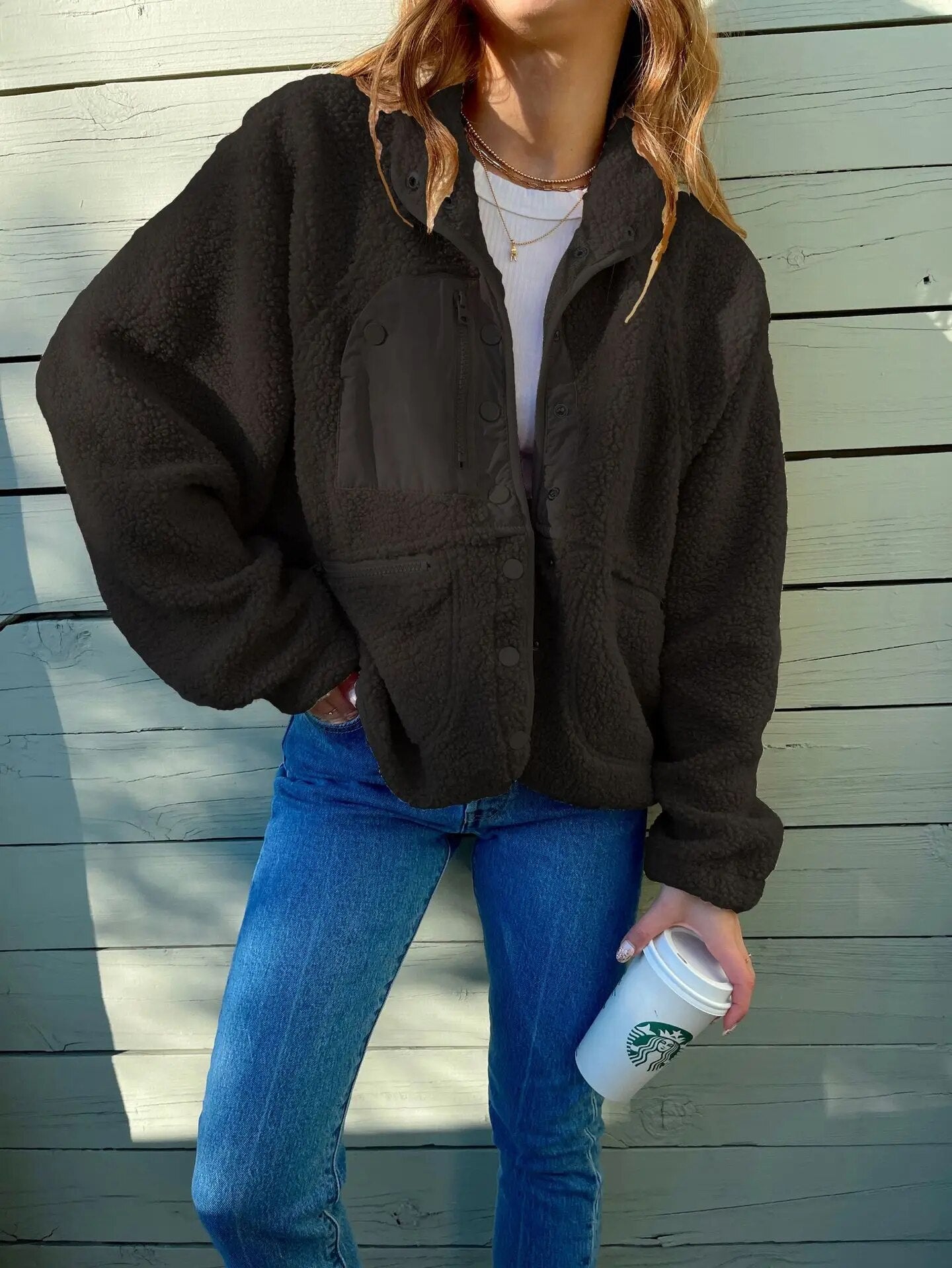 Emma - Chaqueta oversize de mujer borreguito