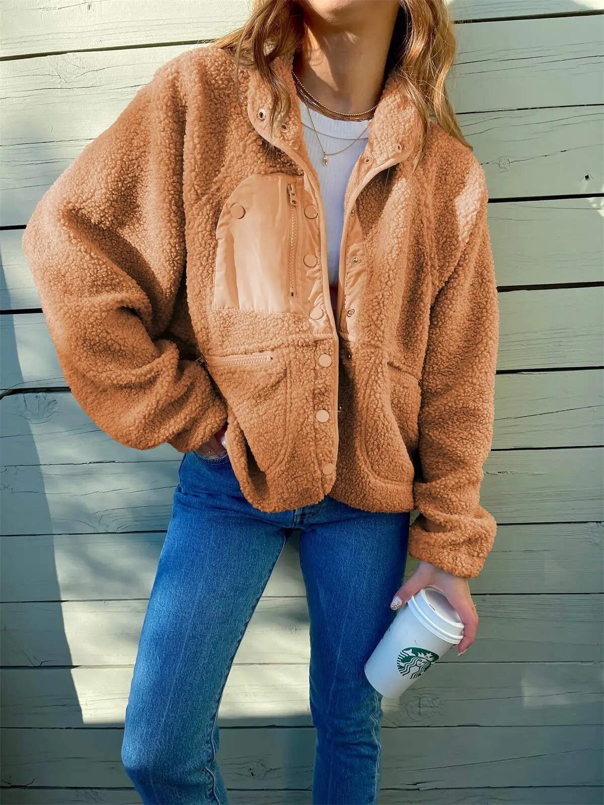 Emma - Chaqueta oversize de mujer borreguito