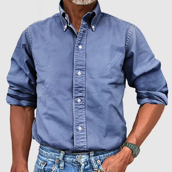 Rafael – Camisa Casual de Algodón con Cuello Abotonado para Hombre