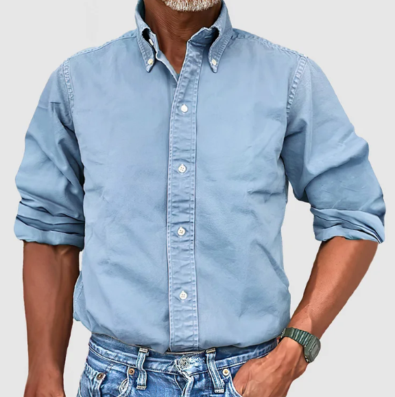 Rafael – Camisa Casual de Algodón con Cuello Abotonado para Hombre