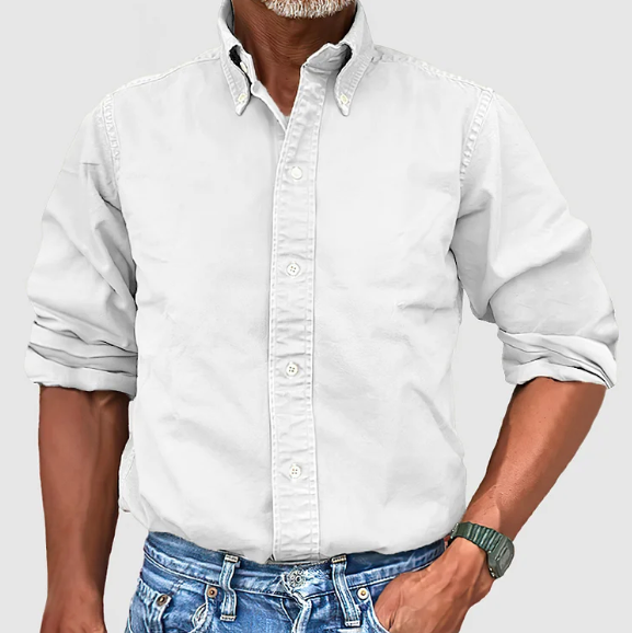 Rafael – Camisa Casual de Algodón con Cuello Abotonado para Hombre