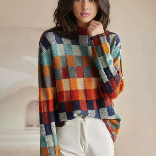 Vera – Jersey de cuadros retro mujer