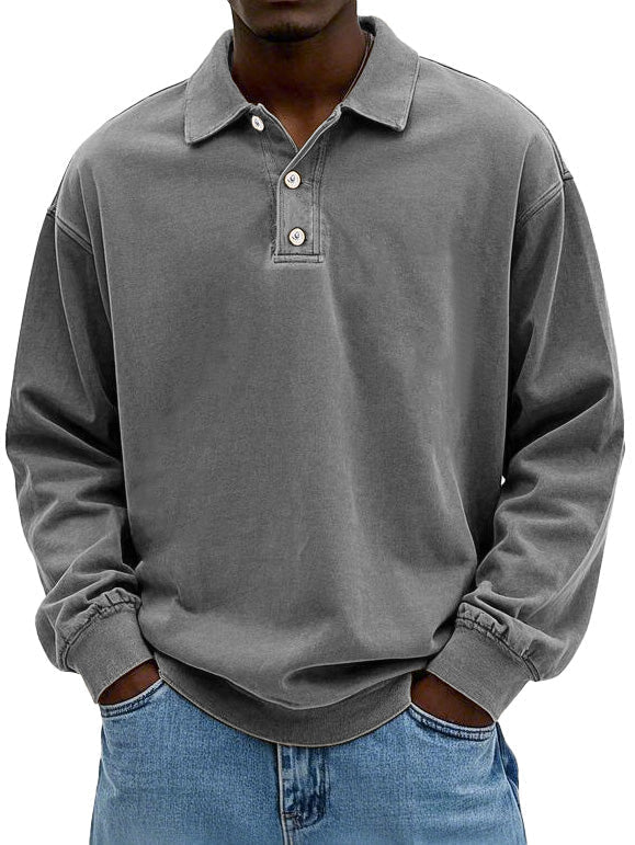 Andrés - Suéter polo de hombre manga larga con botones