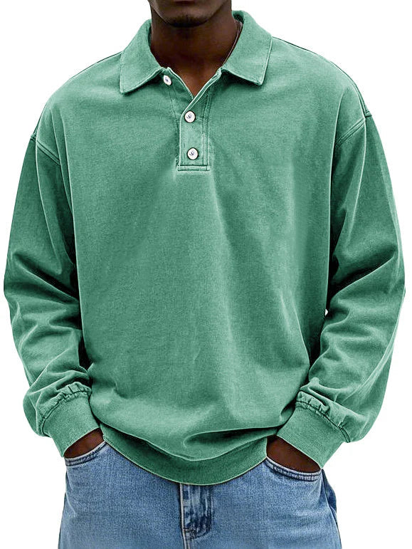 Andrés - Suéter polo de hombre manga larga con botones