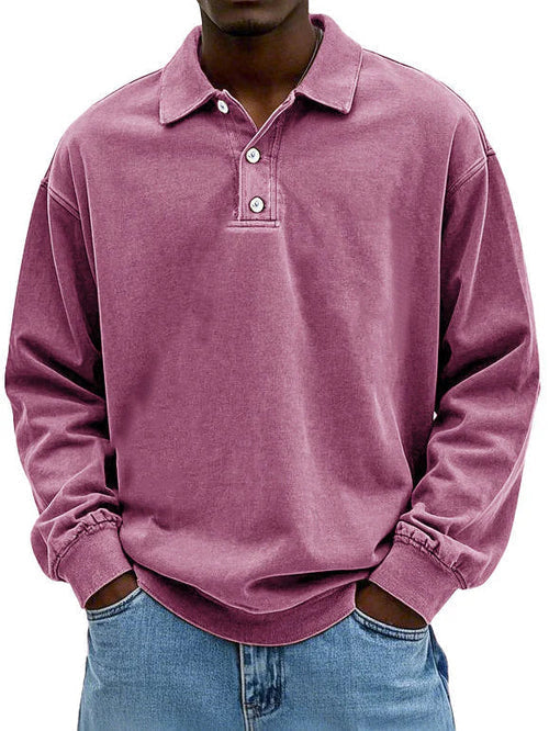 Andrés - Suéter polo de hombre manga larga con botones