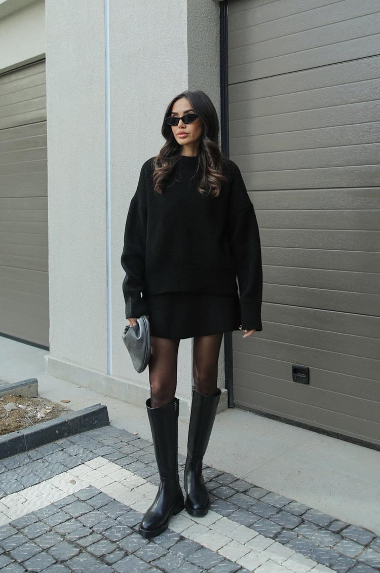 Inés – Conjunto de Punto con Falda para Mujer