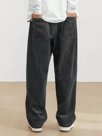 Iván - Pantalón ancho de pana para hombre estilo casual