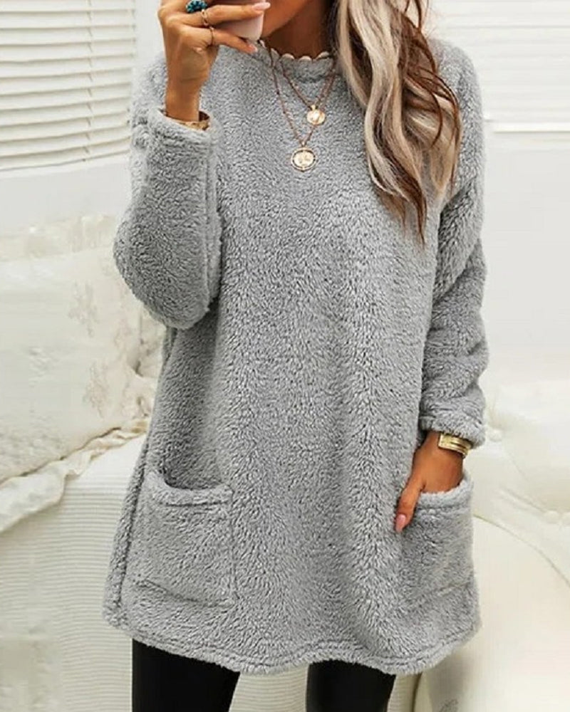 Isabelle - Suéter de felpa con bolsillos y estilo casual