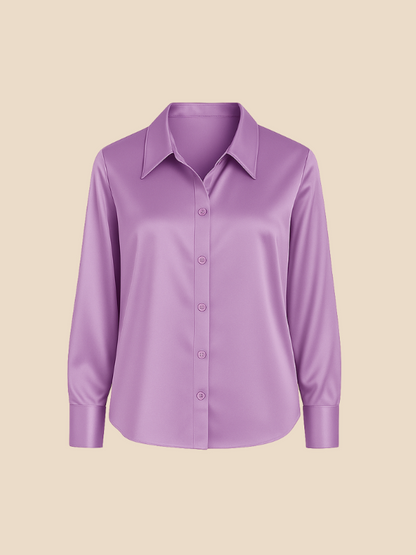 Teresa – Blusa Satinada de Corte Clásico Mujer