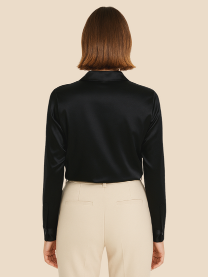 Teresa – Blusa Satinada de Corte Clásico Mujer