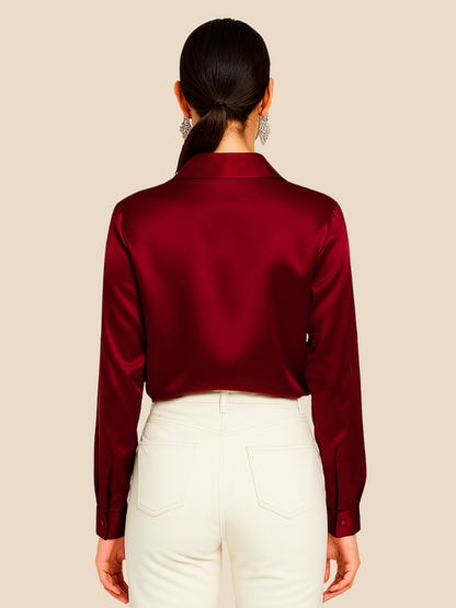 Teresa – Blusa Satinada de Corte Clásico Mujer