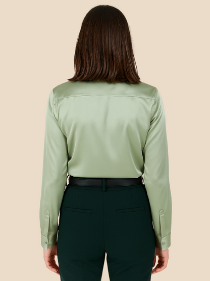 Teresa – Blusa Satinada de Corte Clásico Mujer
