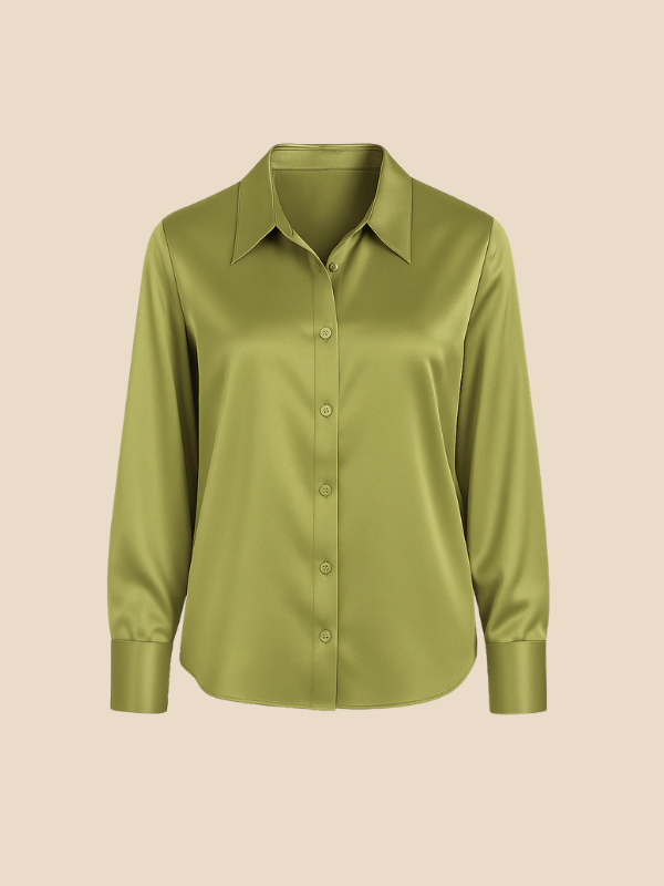 Teresa – Blusa Satinada de Corte Clásico Mujer