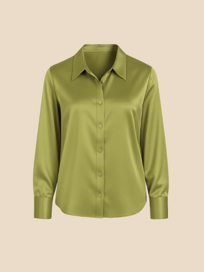 Teresa – Blusa Satinada de Corte Clásico Mujer