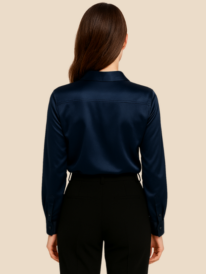 Teresa – Blusa Satinada de Corte Clásico Mujer