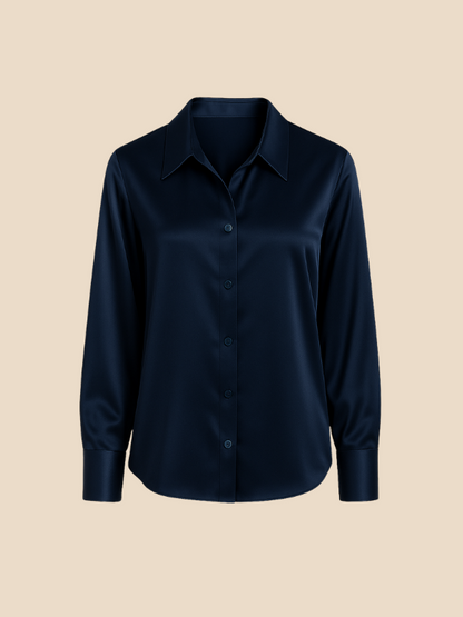 Teresa – Blusa Satinada de Corte Clásico Mujer