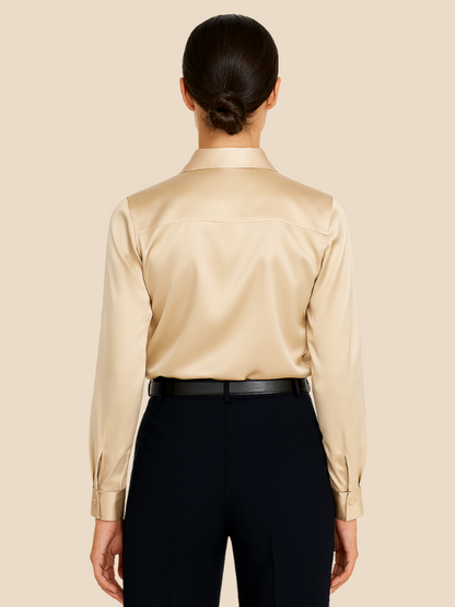 Teresa – Blusa Satinada de Corte Clásico Mujer
