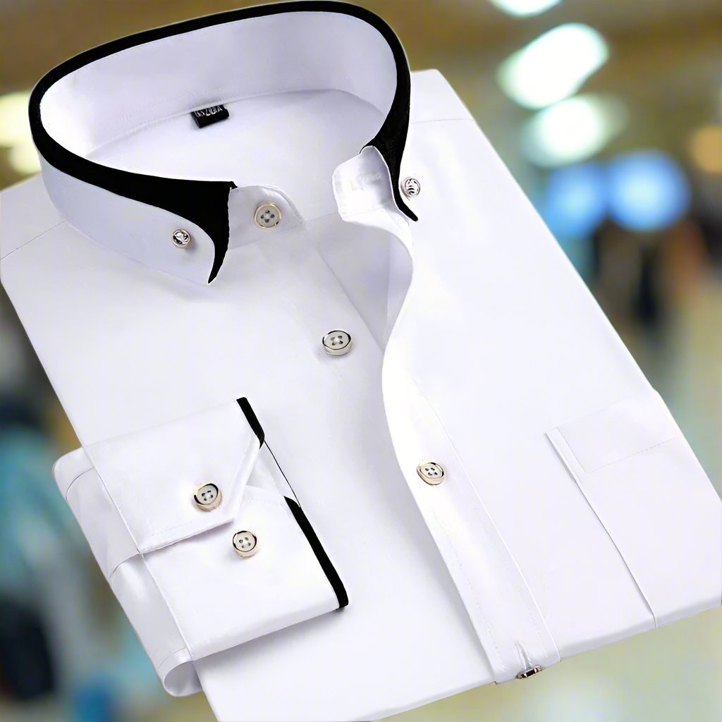 Esteban - Camisa de hombre manga larga con contraste en el cuello