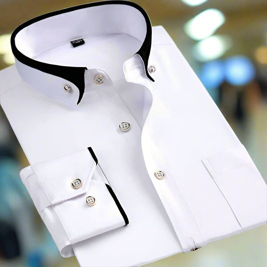 Esteban - Camisa de hombre manga larga con contraste en el cuello