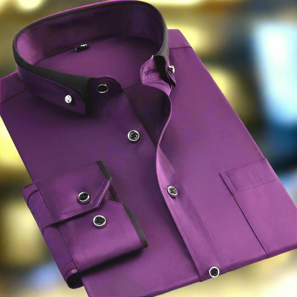 Esteban - Camisa de hombre manga larga con contraste en el cuello