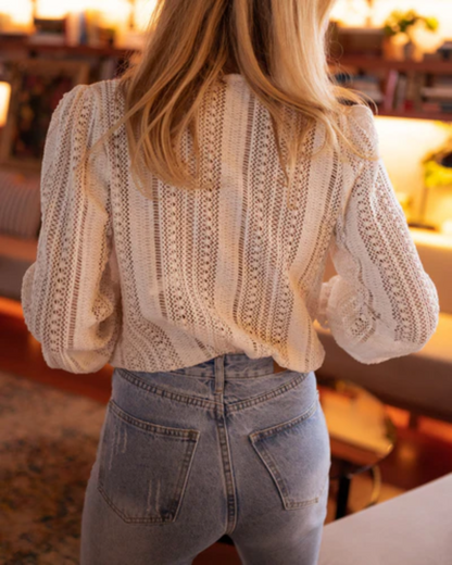 Sofia - Blusa de encaje crochet con escote en V