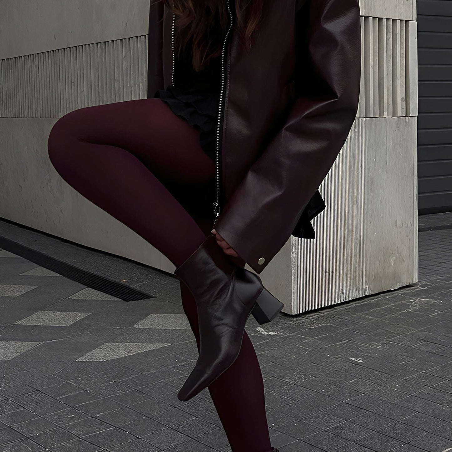 Victoria - Chaqueta de cuero con cremallera y cuello amplio mujer