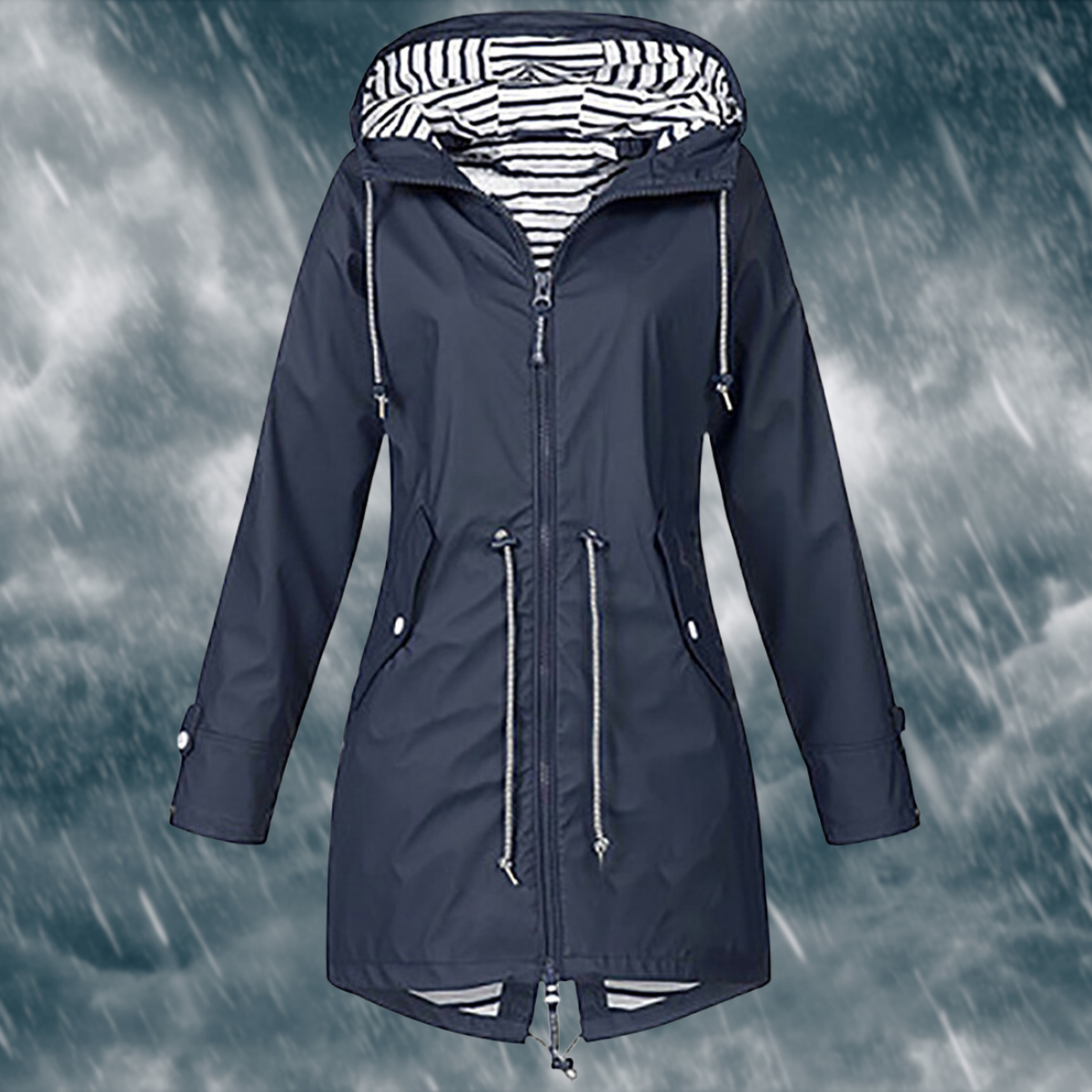 Marina - Abrigo impermeable de mujer con capucha