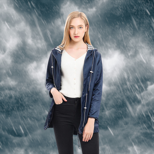 Marina - Abrigo impermeable de mujer con capucha