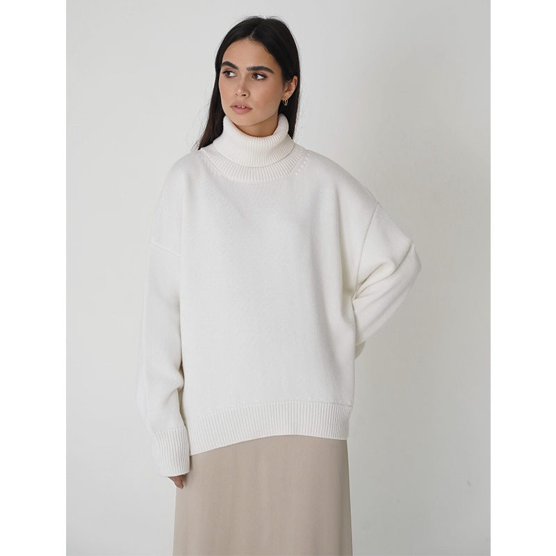 Paula - Suéter verde de cuello alto oversize para mujer