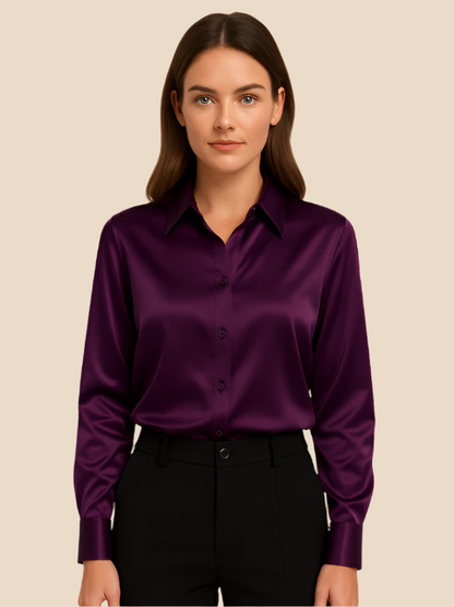 Teresa – Blusa Satinada de Corte Clásico Mujer