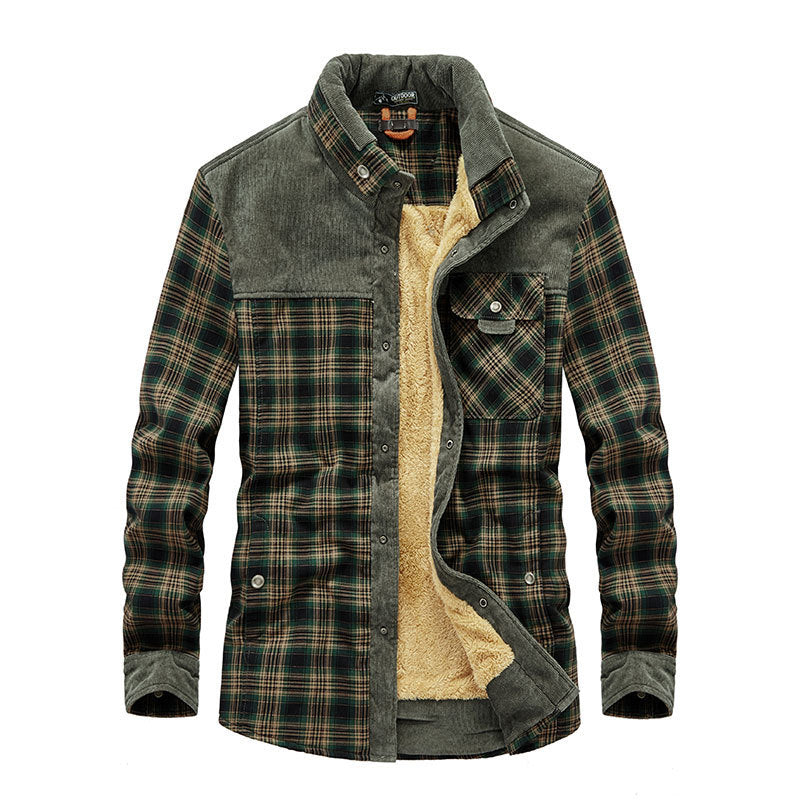 Andrés - Sobrecamisa de franela a cuadros con forro polar para hombre