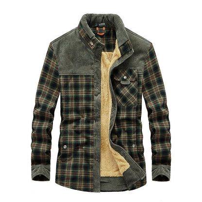 Andrés - Sobrecamisa de franela a cuadros con forro polar para hombre