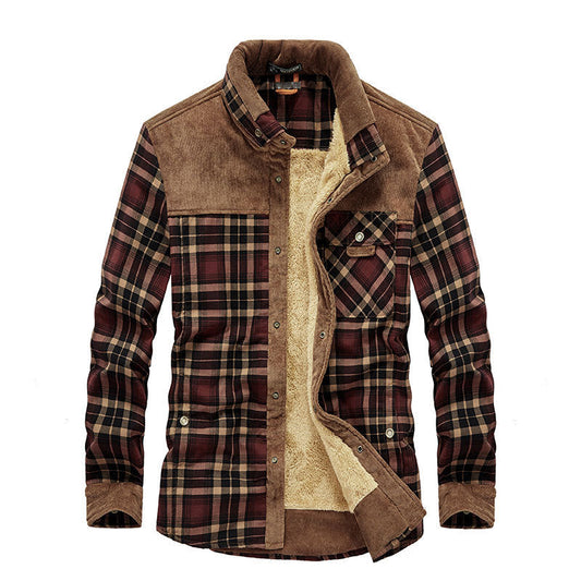Andrés - Sobrecamisa de franela a cuadros con forro polar para hombre