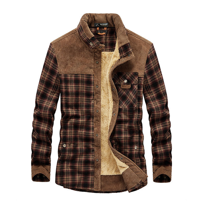Andrés - Sobrecamisa de franela a cuadros con forro polar para hombre