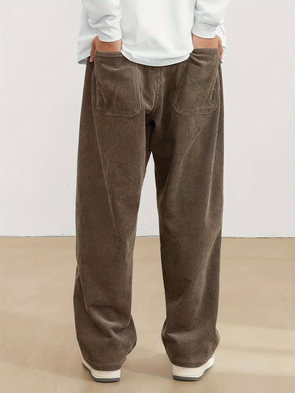 Iván - Pantalón ancho de pana para hombre estilo casual