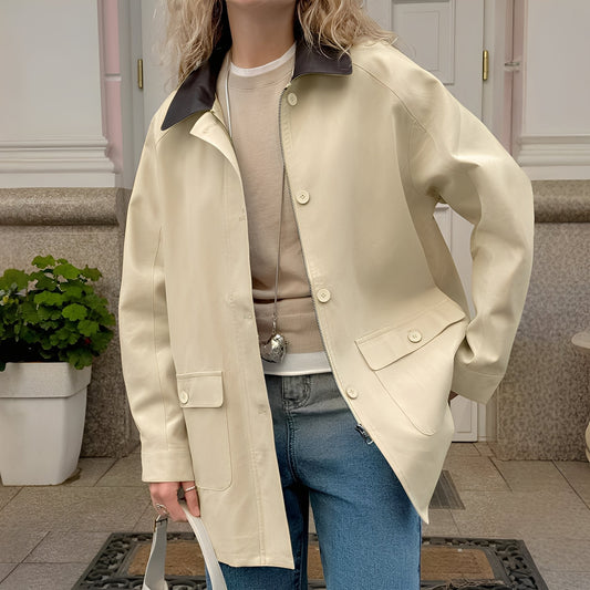 Isabel - Chaqueta ligera con cuello contrastante y bolsillos mujer