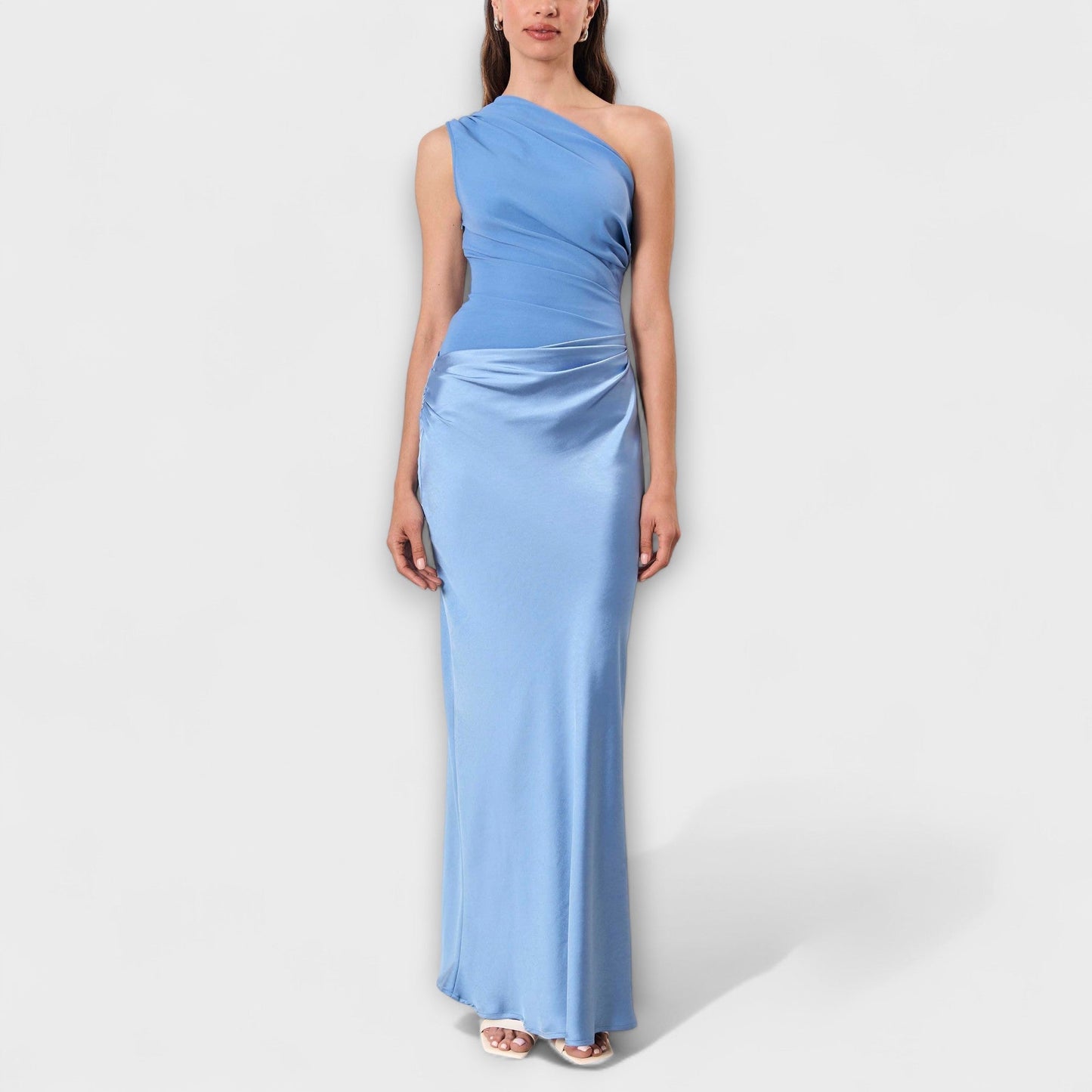 Selena – Vestido largo satinado asimétrico mujer