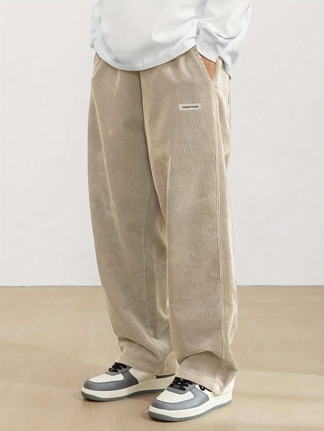 Iván - Pantalón ancho de pana para hombre estilo casual