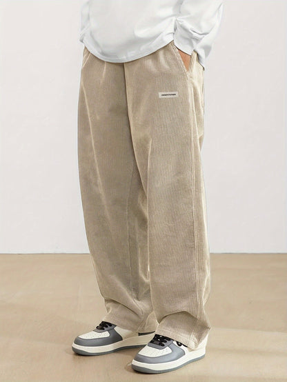 Iván - Pantalón ancho de pana para hombre estilo casual