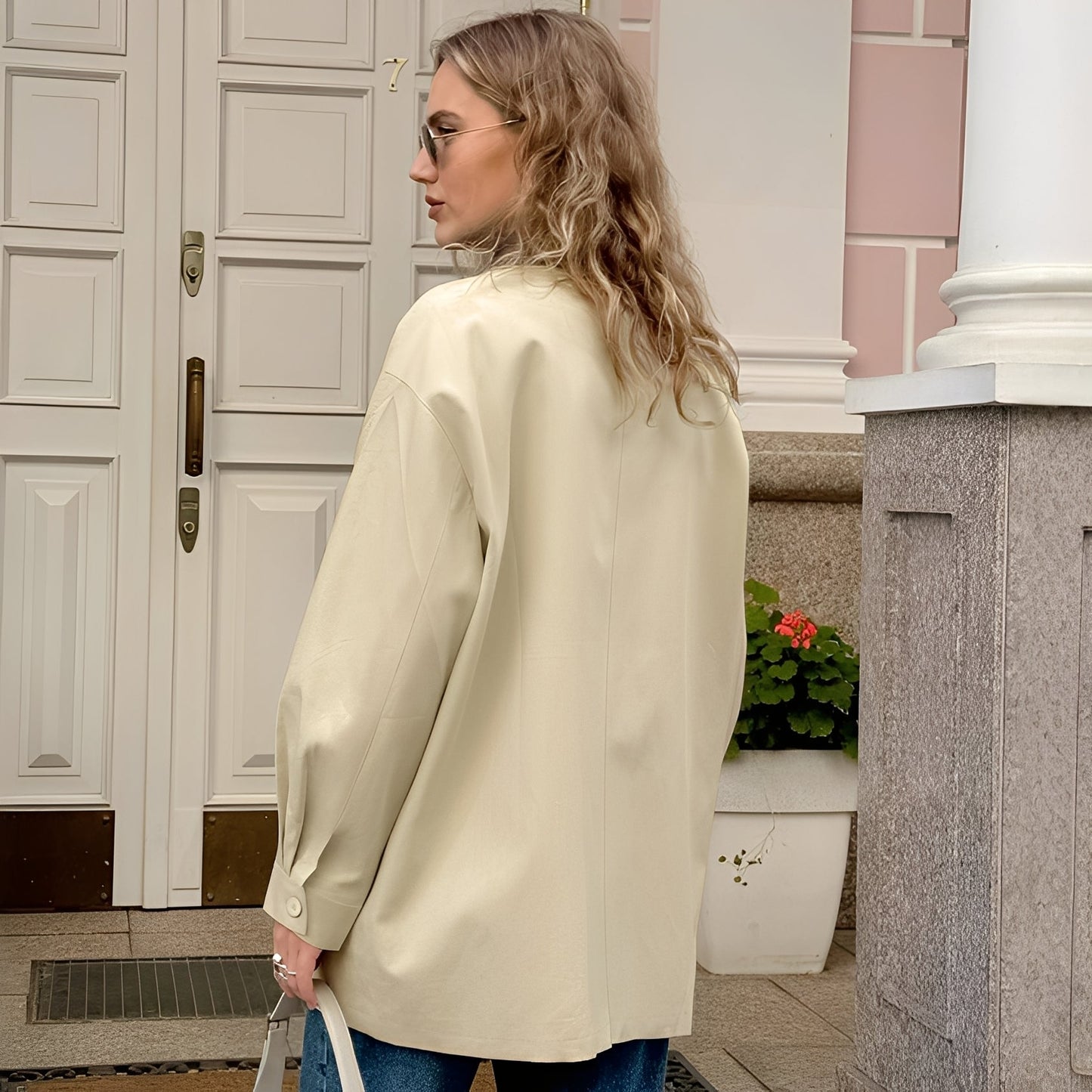 Isabel - Chaqueta ligera con cuello contrastante y bolsillos mujer
