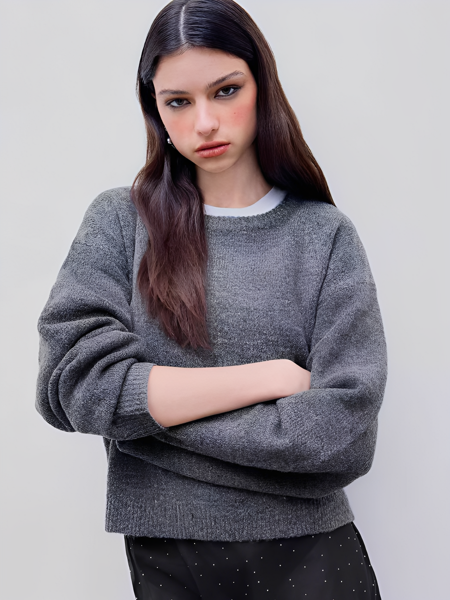 Elena - Suéter de punto con cuello redondo y manga larga mujer