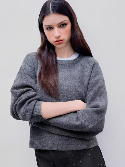 Elena - Suéter de punto con cuello redondo y manga larga mujer