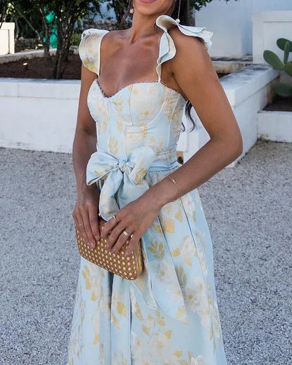 Amelia - Vestido midi de fiesta para mujer con lazo en la cintura