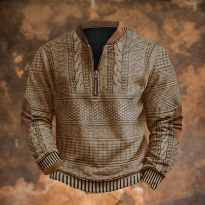 Héctor – Jersey de Punto con Cremallera y Detalles en Ante para Hombre