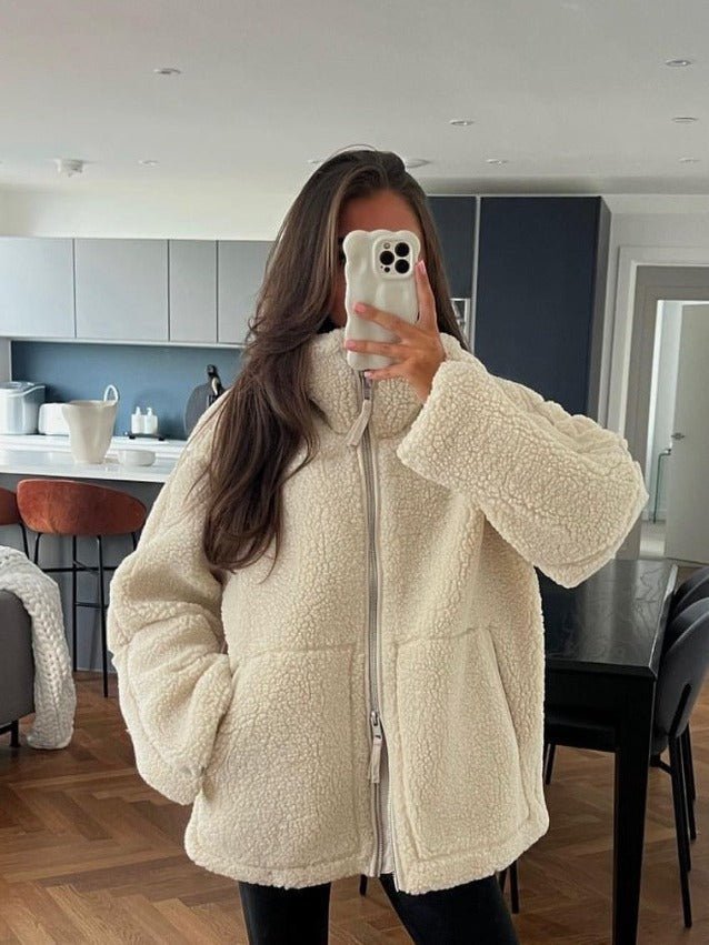 Lucía - Chaqueta de borrego para mujer con cremallera