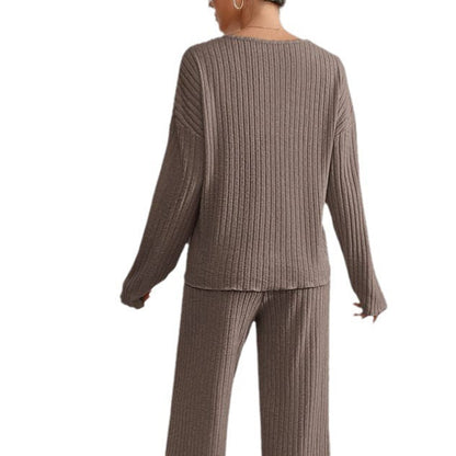 Paula - Conjunto de punto dos piezas con jersey y pantalón ancho mujer